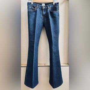 Vintage Calvin Klein flare, low-rise, blue jeans. Juniors size 3